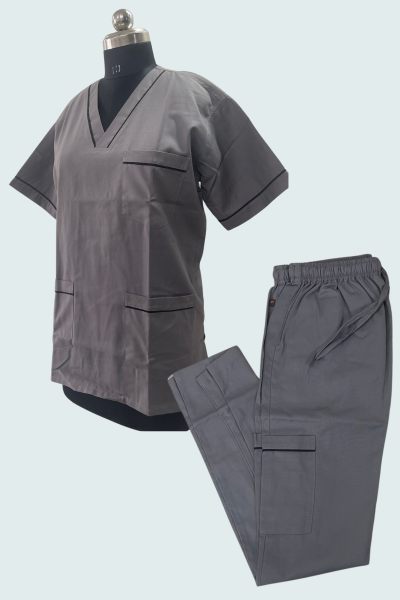 Scrub Suit Steel grey with black piping Scrub Suits - OFFERS 