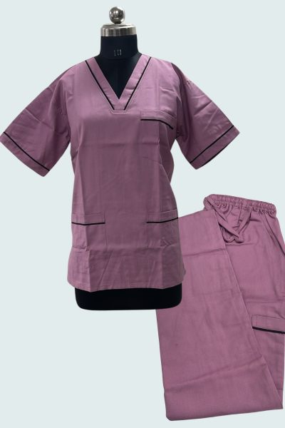 Scrub Suits Baby pink with black piping Scrub Suits - OFFERS 