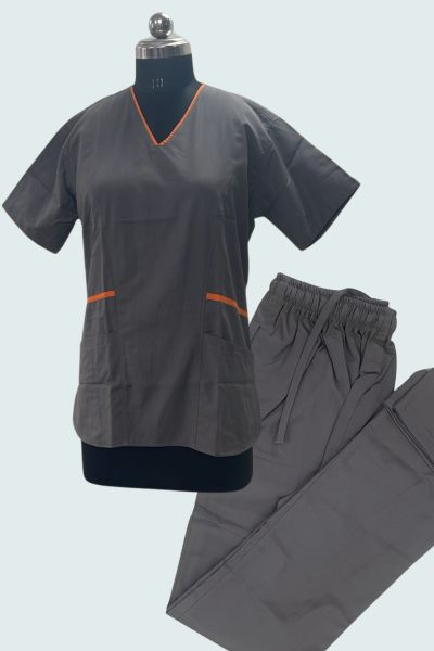 Scrub suits Grey Orange piping Scrub Suits - OFFERS 